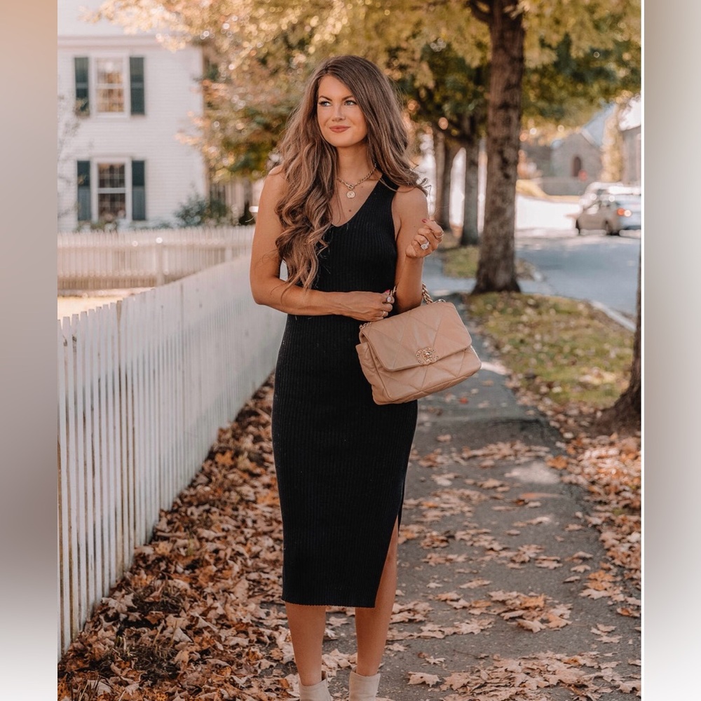 Pink Lily Black Midi Dress